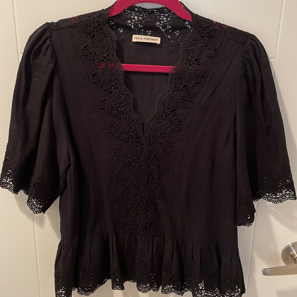 Ulla Johnson gorgeous cotton summer black lace top